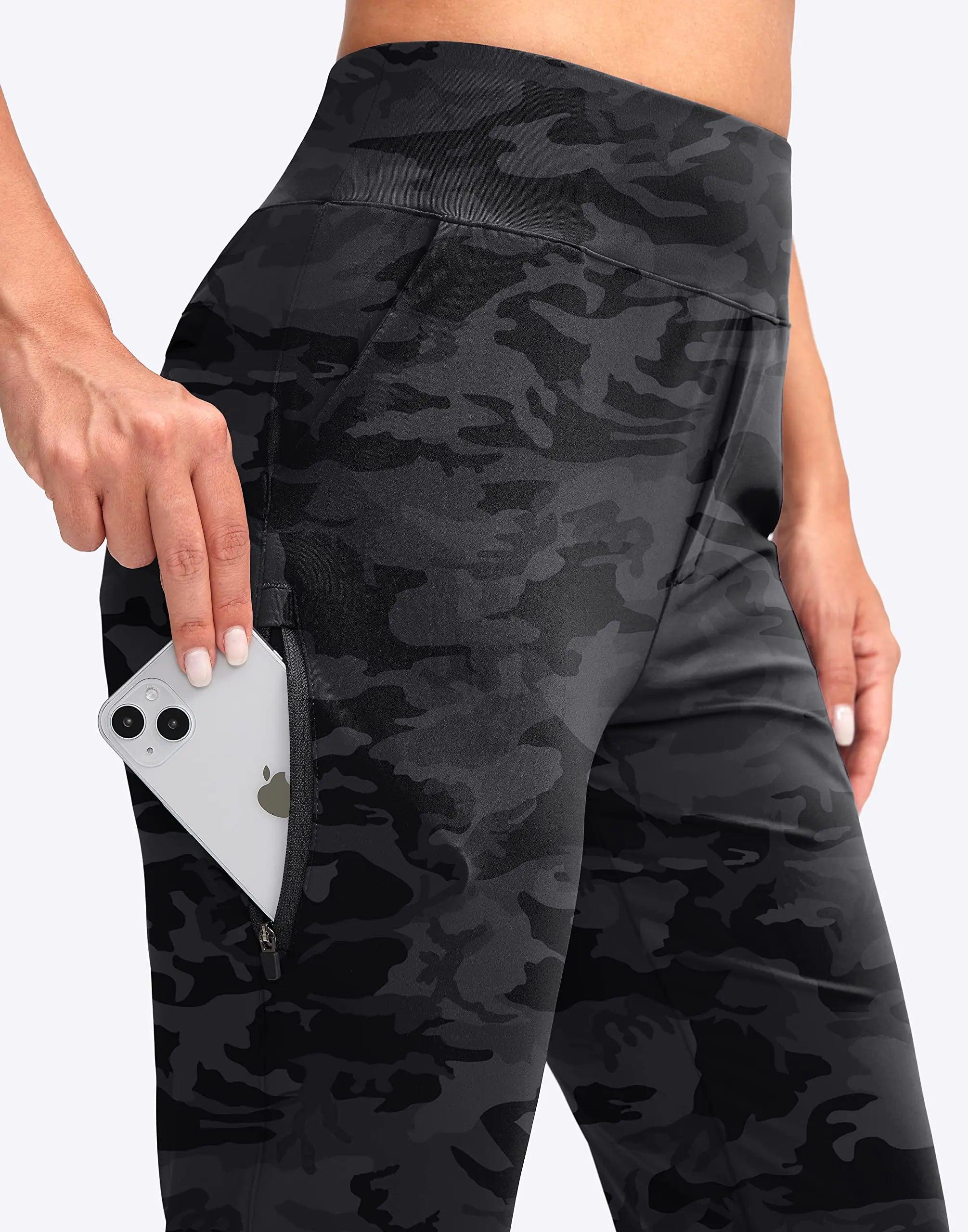 YYV Women's Golf Pants Stretch Work Ankle Pants High Waist Dress Pants with Pockets for Yoga Business Travel Casual Medium Grey Camo - Evallys.com # #