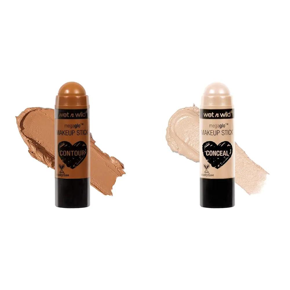 wet n wild MegaGlo Makeup Stick, Buildable Color, Versatile Use, Cruelty-Free & Vegan - Call Me Maple and Conceal and Contour Neutral Follow Your Bisque,1 Ounce (Pack of 1),807 Bundle Makeup Stick + Stick, Follow Your Bisque - Evallys.com # #