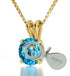 14k Yellow Gold Libra Necklace Zodiac Pendant 24k Gold Inscribed on Crystal - Evallys.com # #