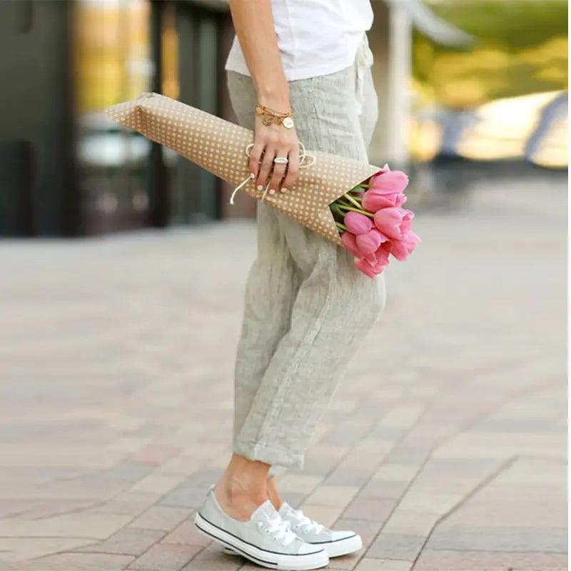 Drawstring Elastic Waist Pants - Evallys.com