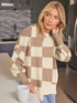 EFAN Women's Oversized Sweaters 2024 Fall Crewneck Batwing Sleeve Pullover Sweaters Small Khaki Plaid - Evallys.com # #