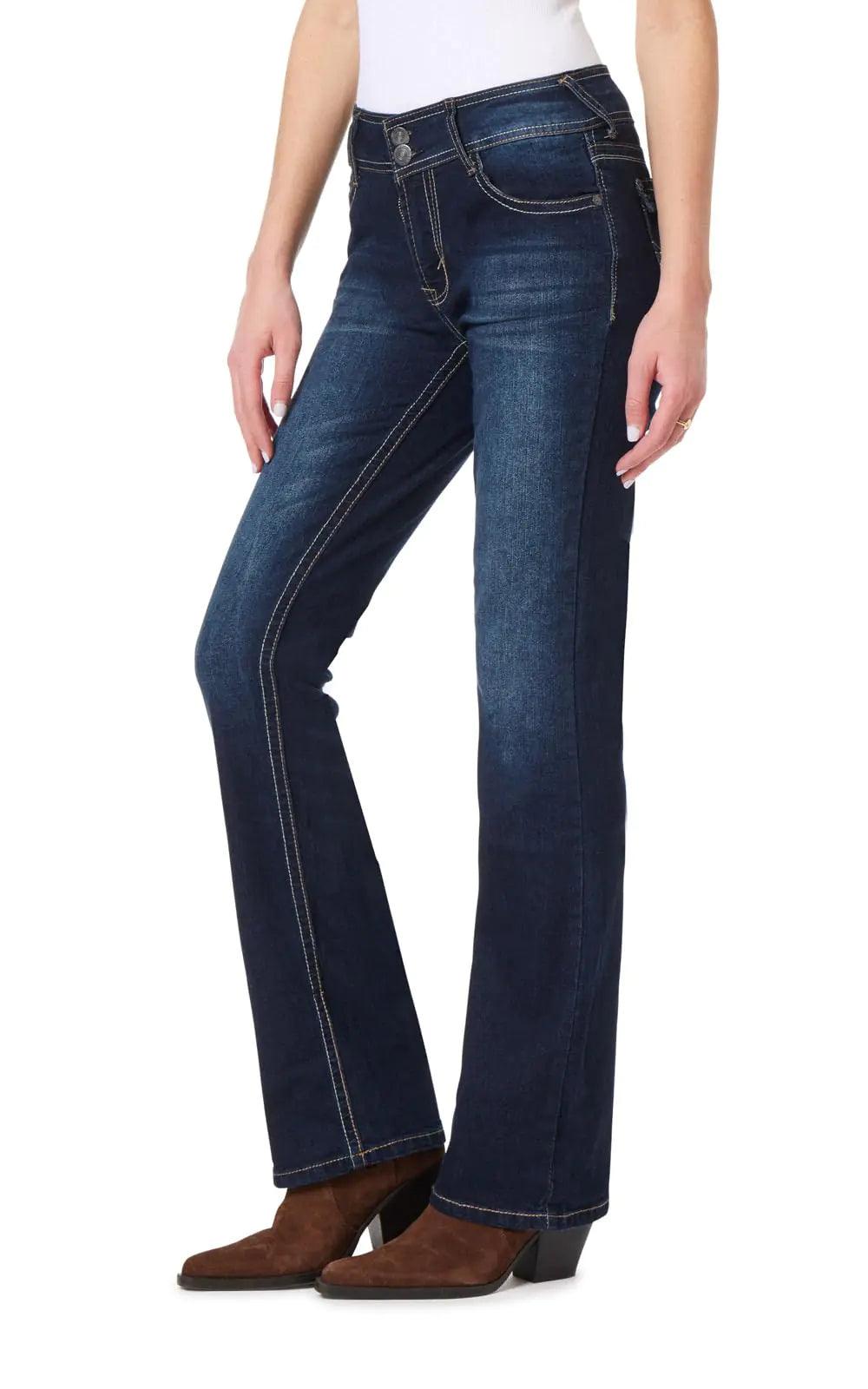 WallFlower Women's Luscious Curvy Bootcut Mid-Rise Insta Stretch Juniors Jeans Standard 5 Betsy - Evallys.com # #