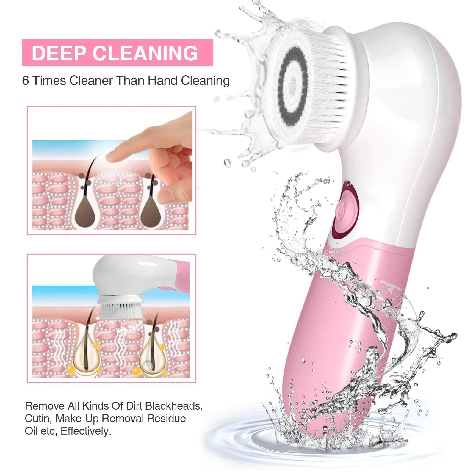 Face Brush Electric Face Cleansing Brush Skin Cleansing Face Scrubber with 3 Brush Heads TOUCHBeauty Spin Brush for Deep Cleansing Exfoliation, Facial Cleanser Brush for Massaging Pink - Evallys.com # #