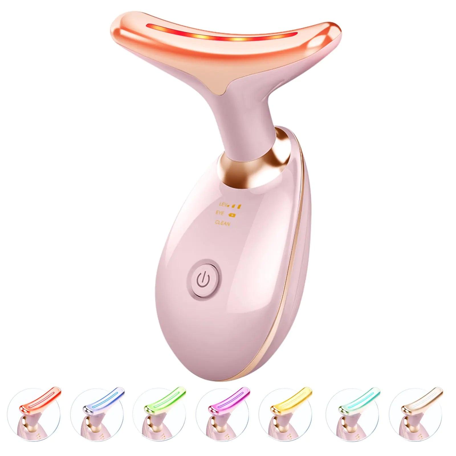 7-in-1 Skin Care Tools, Face Care, Face Neck Massager for Skin Care Routine at Home, Glossy Pink - Evallys.com # #