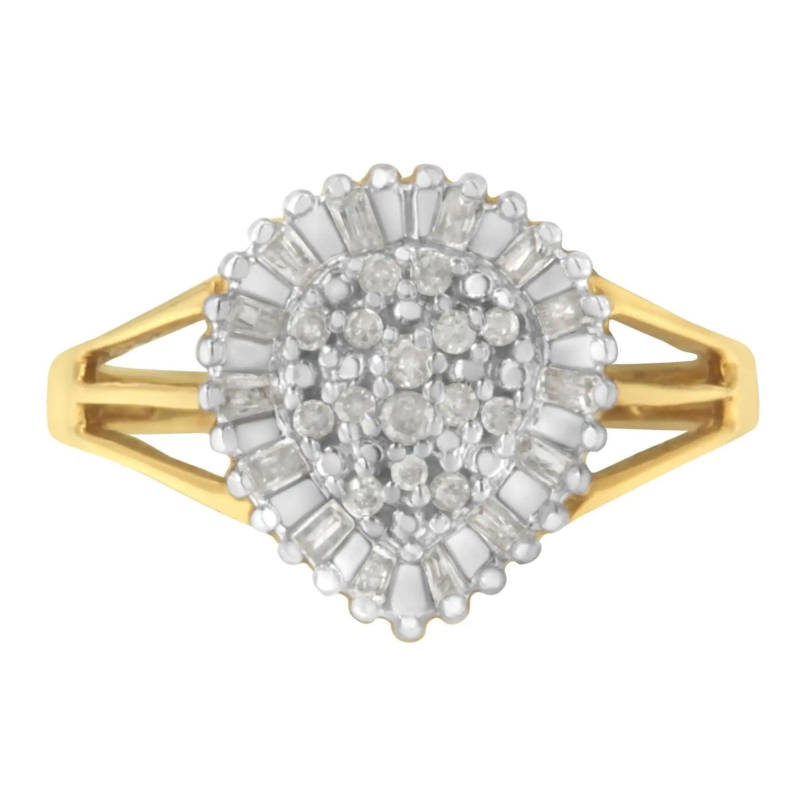 10K Yellow Gold Diamond Cocktail Ring (1/4 Cttw, I-J Color, I3 Clarity) - Evallys.com # #