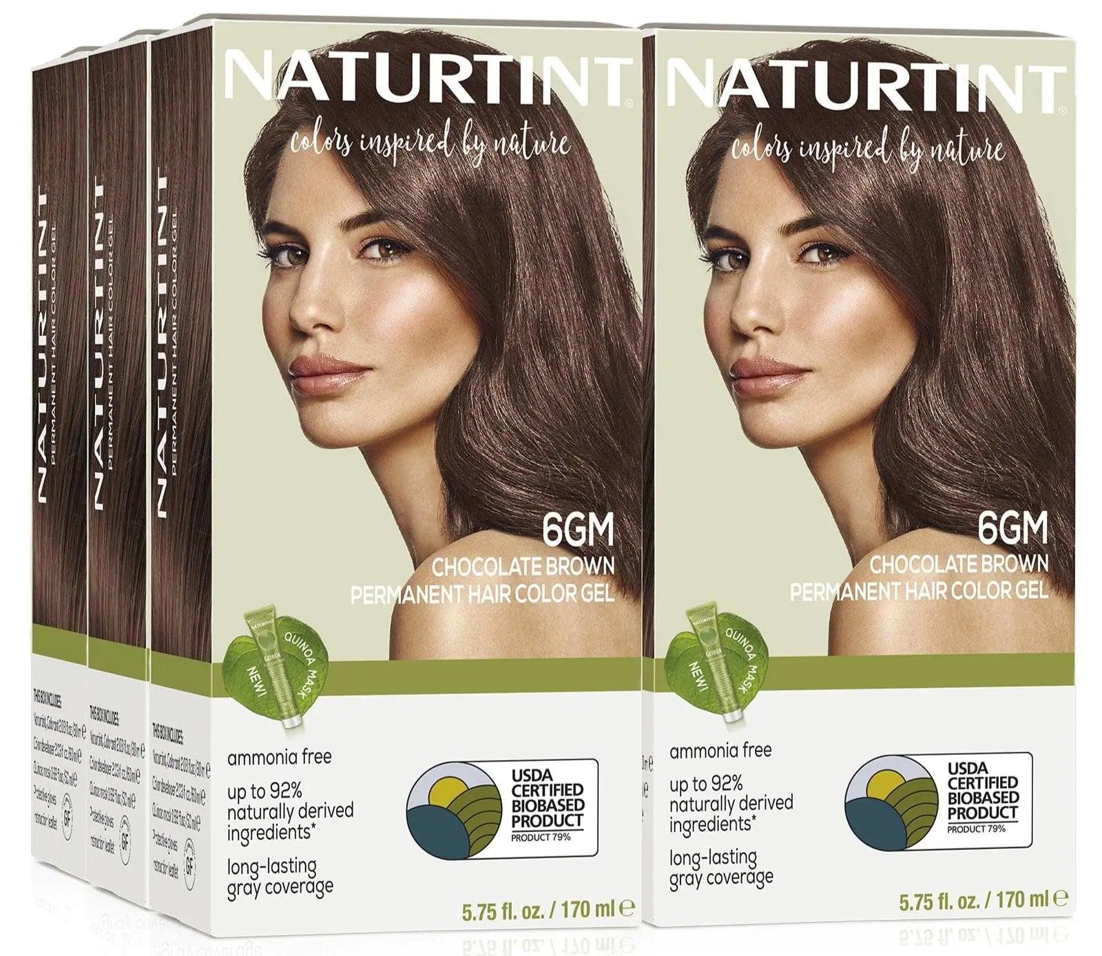 Naturtint Permanent Hair Color 6GM Chocolate Brown (Pack of 6), Ammonia Free, Vegan, Cruelty Free, up to 100% Gray Coverage, Long Lasting Results (Packaging may vary) - Evallys.com # #