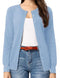 GRACE KARIN Women's Classic Long Sleeve Knit Cardigan Sweaters Casual Open Front Button Down Cardigan S-3XL Medium Light Blue - Evallys.com # #