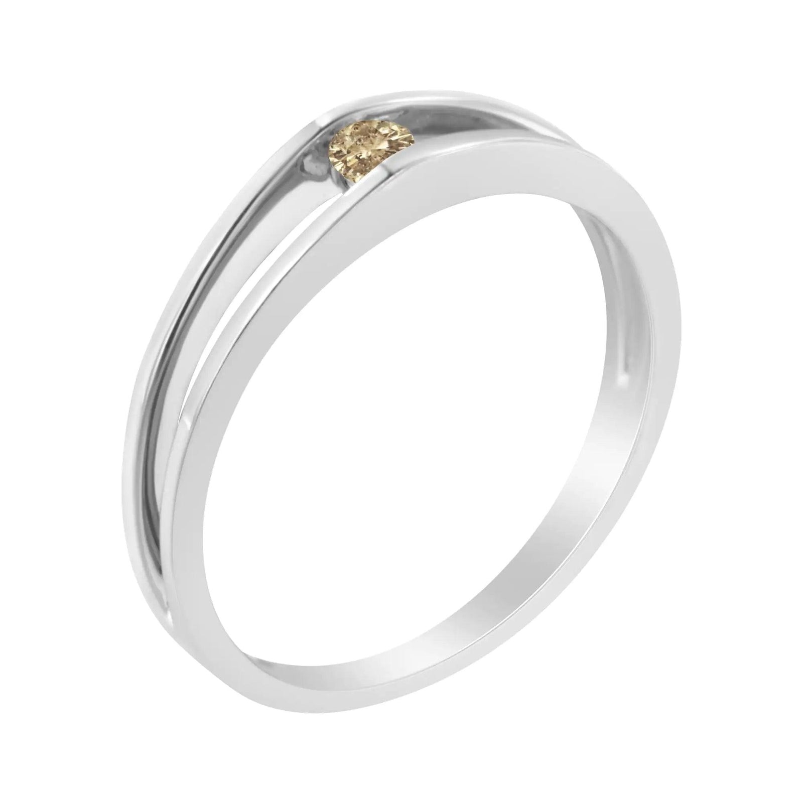 10K White Gold Treated Champagne Diamond Promise Ring (1/10 cttw, Champagne Color, I2-I3 Clarity) - Evallys.com # #