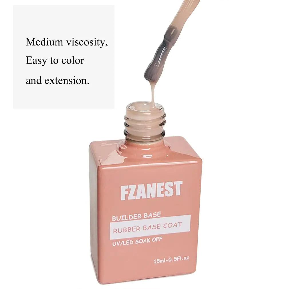 FZANEST Natural Nude Builder Gel For Nails,15ml Builder Base Jelly Color Gel Nail Polish In A Bottle,Rubber Base Coat Gel Polish,Brush On Builder Extension Gel Soak Off French Manicure Cover Nude - Evallys.com # #