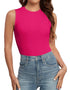 AUHEGN Tank Tops for Women Summer Sleeveless Racerback Casual Basic Ribbed Slim Fitted Shirts Small Rose Red - Evallys.com # #