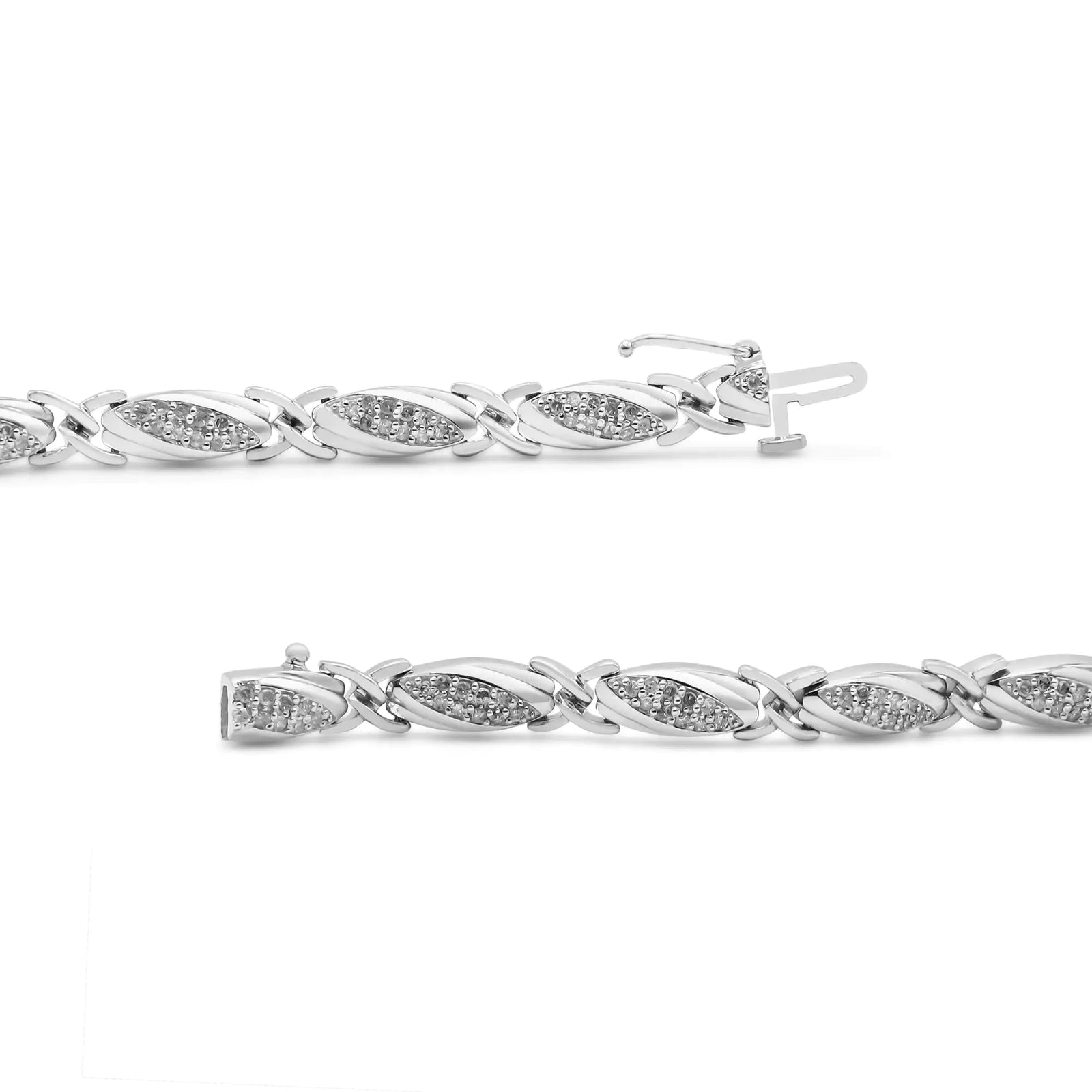 .925 Sterling Silver 1.00 Cttw Round Diamond X-Link Bracelet (I-J Color, I2-I3 Clarity) - Size 7.25