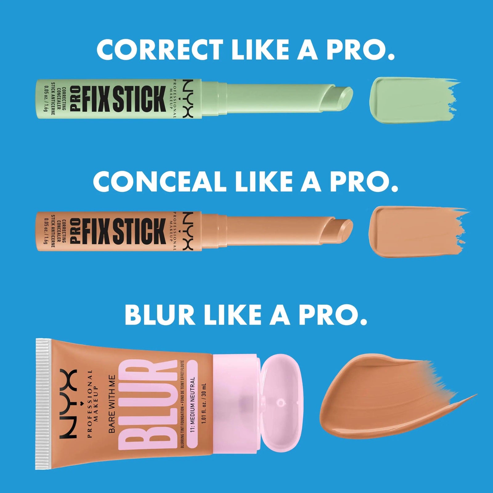 NYX PROFESSIONAL MAKEUP Pro Fix Stick Correcting Concealer, Buildable Medium Coverage Concealer Stick - Fair 02 FAIR 0.05 Ounce (Pack of 1) - Evallys.com # #