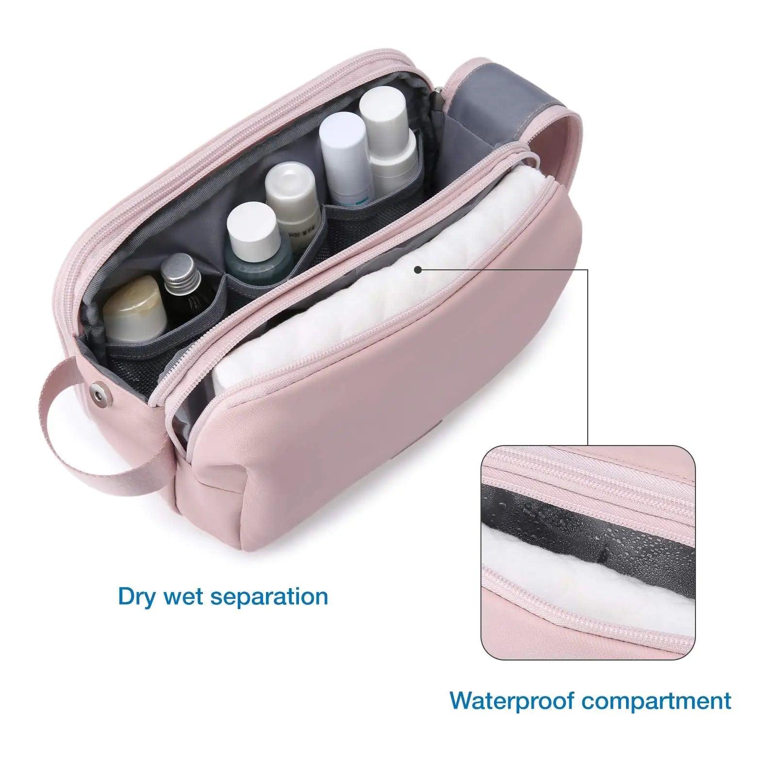 BAGSMART Toiletry Bag for Women, Cosmetic Makeup Bag Organizer, Travel Bag for Toiletries, Dopp Kit Water-resistant Shaving Bag for Accessories, Pink-Standard Standard - Evallys.com # #