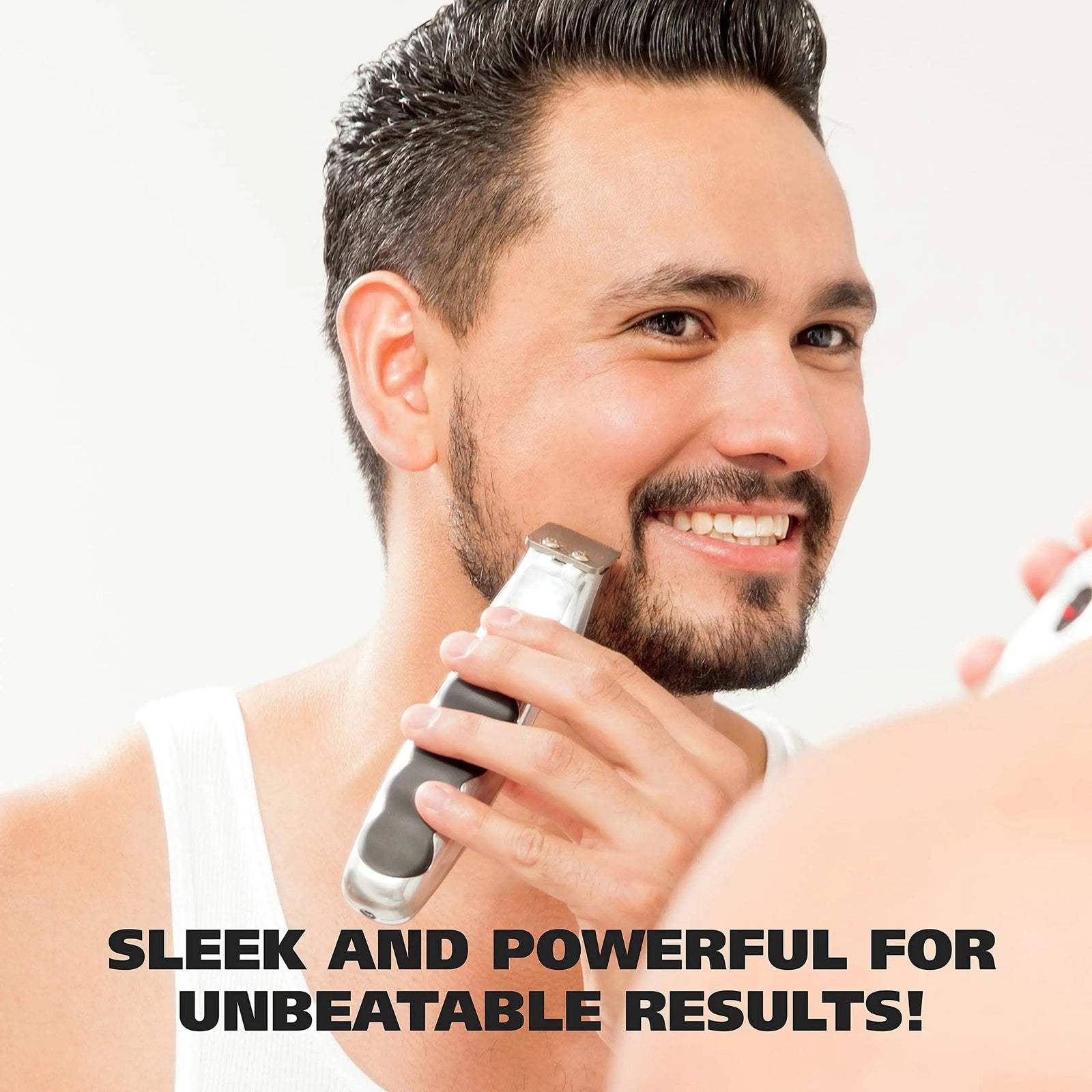 Wahl Groomsman Battery Operated Facial Hair Trimmer for Beard & Mustache Trimming Including Light Detailing and Body Grooming – Model 9906-717V Silver - Evallys.com