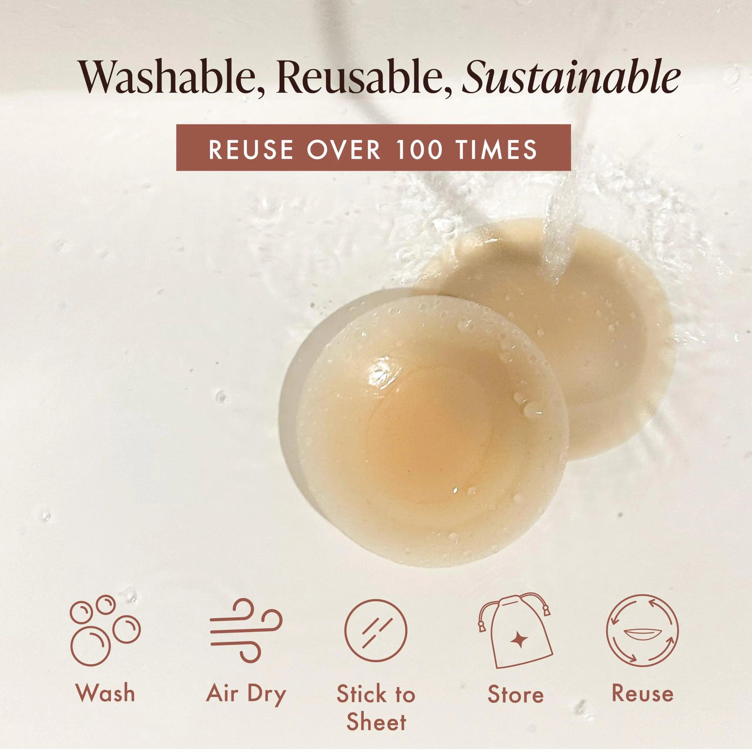 Reusable Silicone Nipple Covers - Waterproof, Nude, 4 Shades - Sticky Breast Stickers for Strapless Dress Crème Medium (Fits C-DD) - Evallys.com