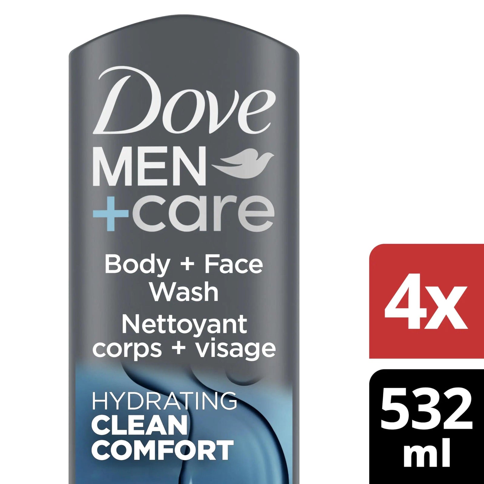 DOVE MEN + CARE Body and Face Wash Clean Comfort 4 Count for Healthier and Stronger Skin Effectively Washes Away Bacteria While Nourishing Your Skin, 18 oz 1.13 Pound (Pack of 4) - Evallys.com # #