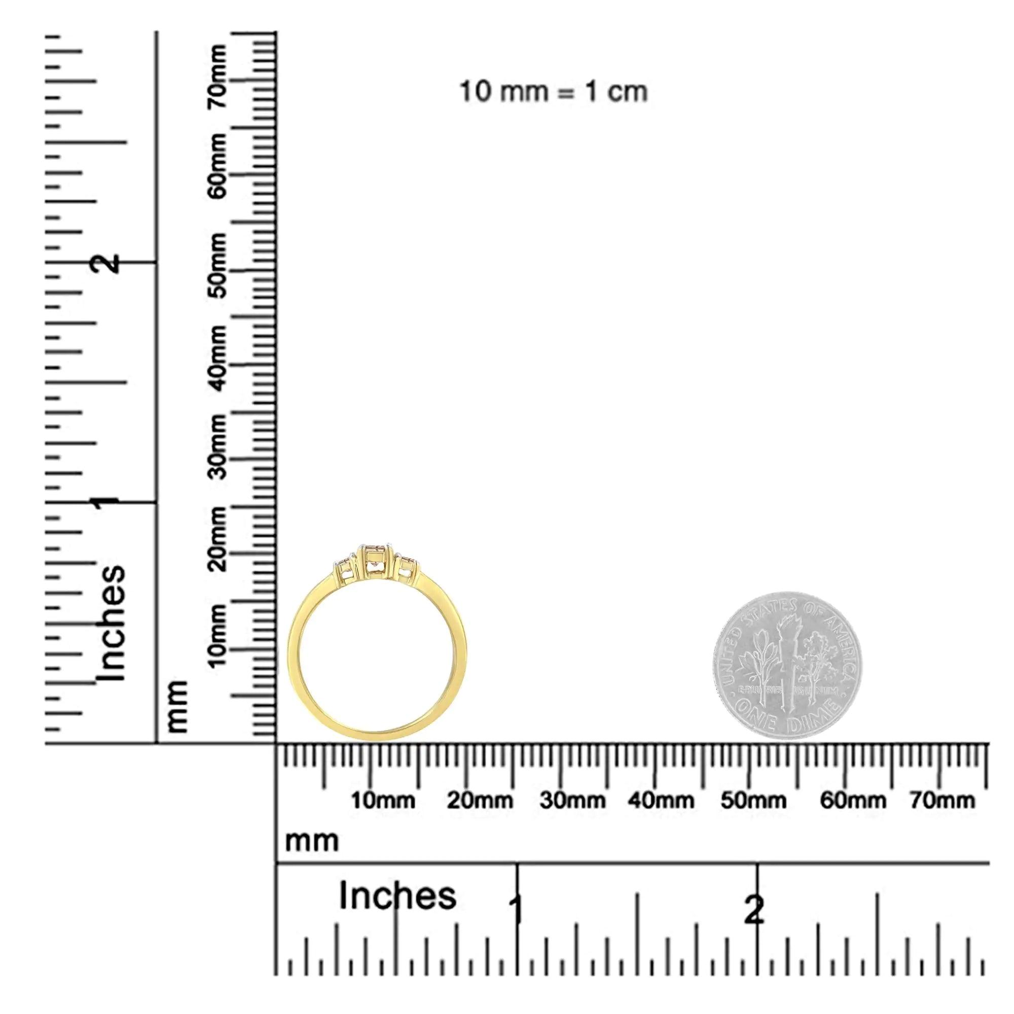 10K Yellow Gold 1/4 cttw 4-Prong Princess-Cut Diamond 3 Stone Ring Band (L-M Color, I1-I2 Clarity) - Evallys.com # #