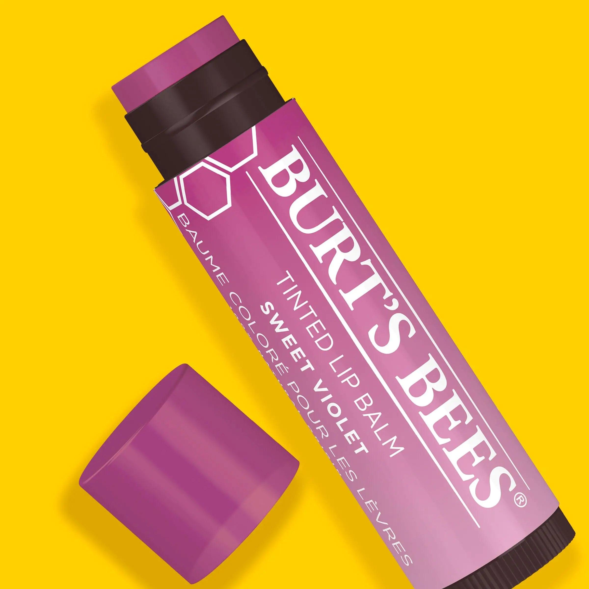 Burt's Bees Lip Tint Balm with Long Lasting 2 in 1 Duo Tinted Balm Formula, Color Infused with Deeply Hydrating Shea Butter for a Natural Looking Buildable Finish, Sweet Violet (2-Pack) - Evallys.com # #