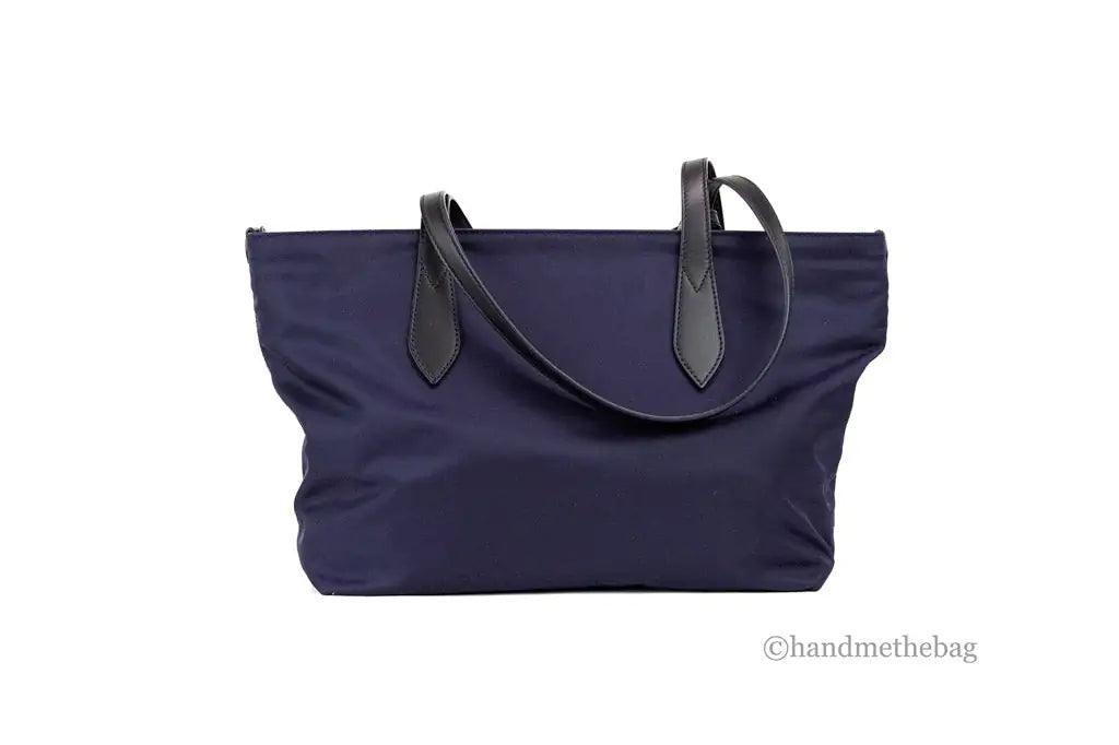 Burberry Small Navy Blue Branded Econyl Nylon Tote Bag - Evallys.com # #