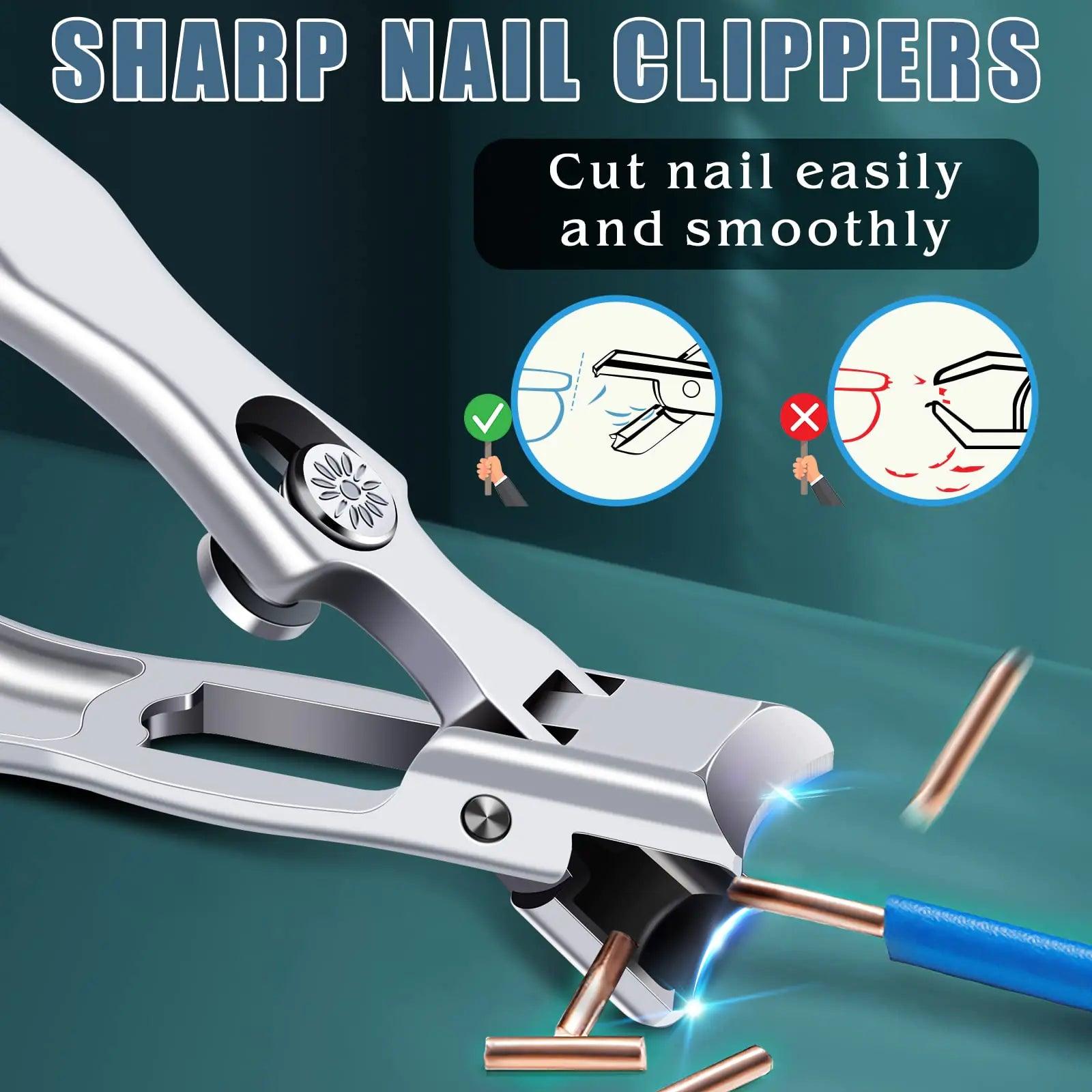 2024 Upgrade Nail Clippers for Men Thick Nails - DRMODE Large Wide Jaw Opening Toe Nail Clippers for Seniors, Heavy Duty Stainless Steel No Splash Fingernail Clipper Cutters Long Handle with Catcher - Evallys.com # #