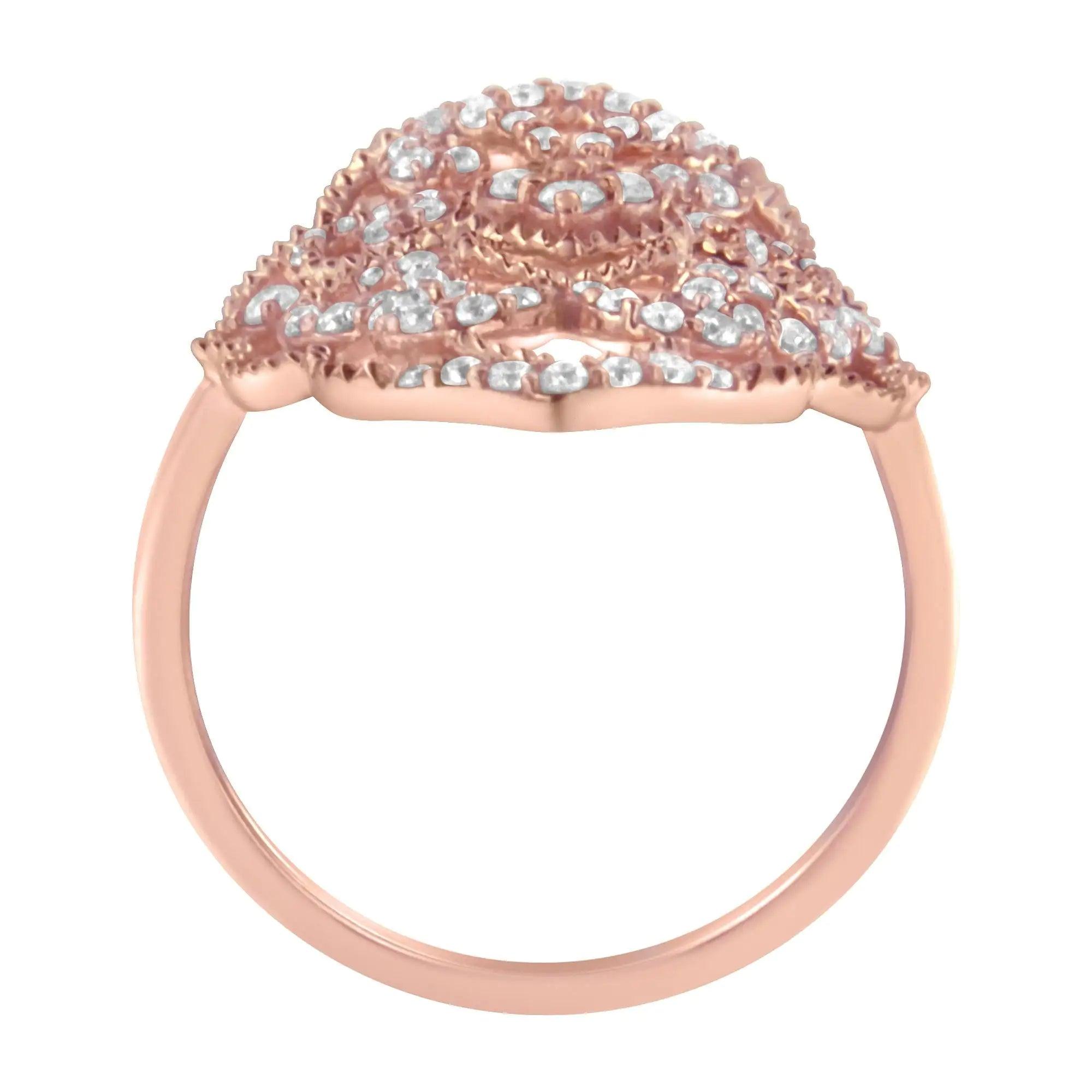 10KT Rose Gold Diamond Cocktail Ring (1/2 cttw, H-I Color, I1-I2 Clarity) - Evallys.com # #