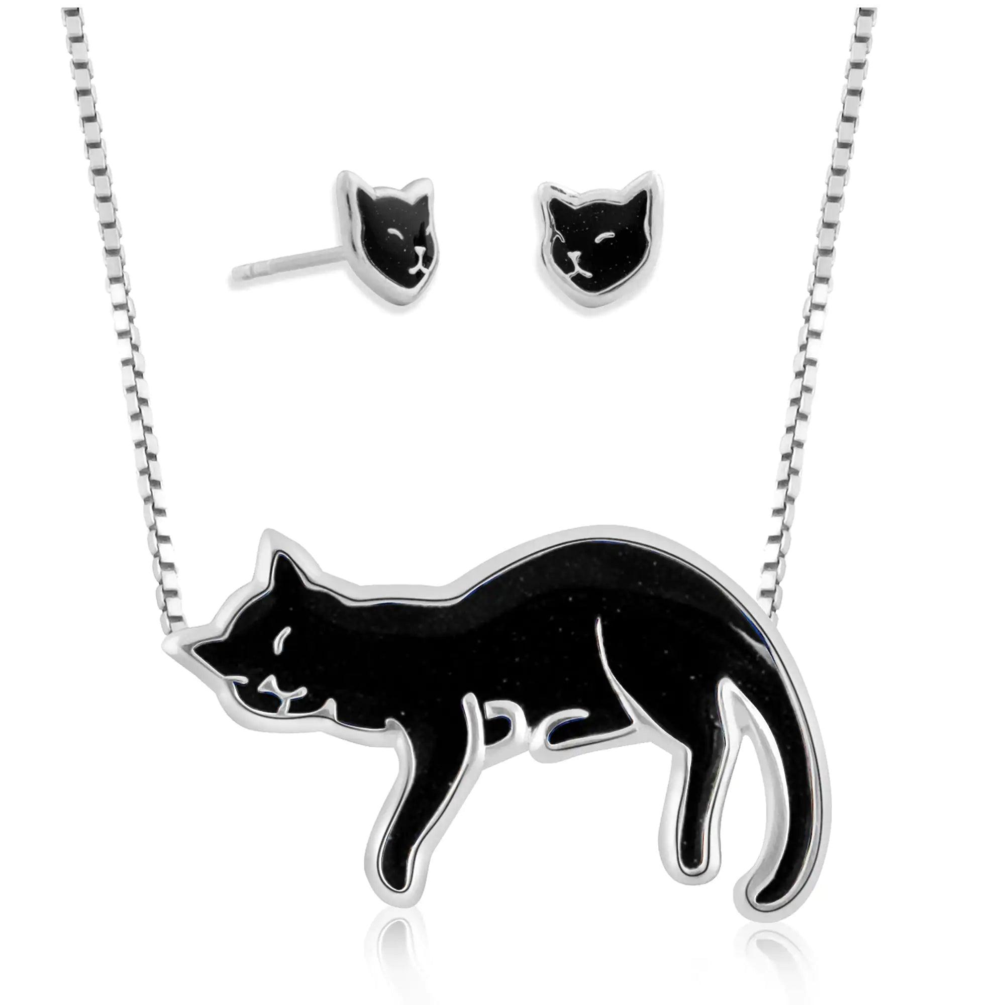 Cat Necklace and Earrings Set - Evallys.com