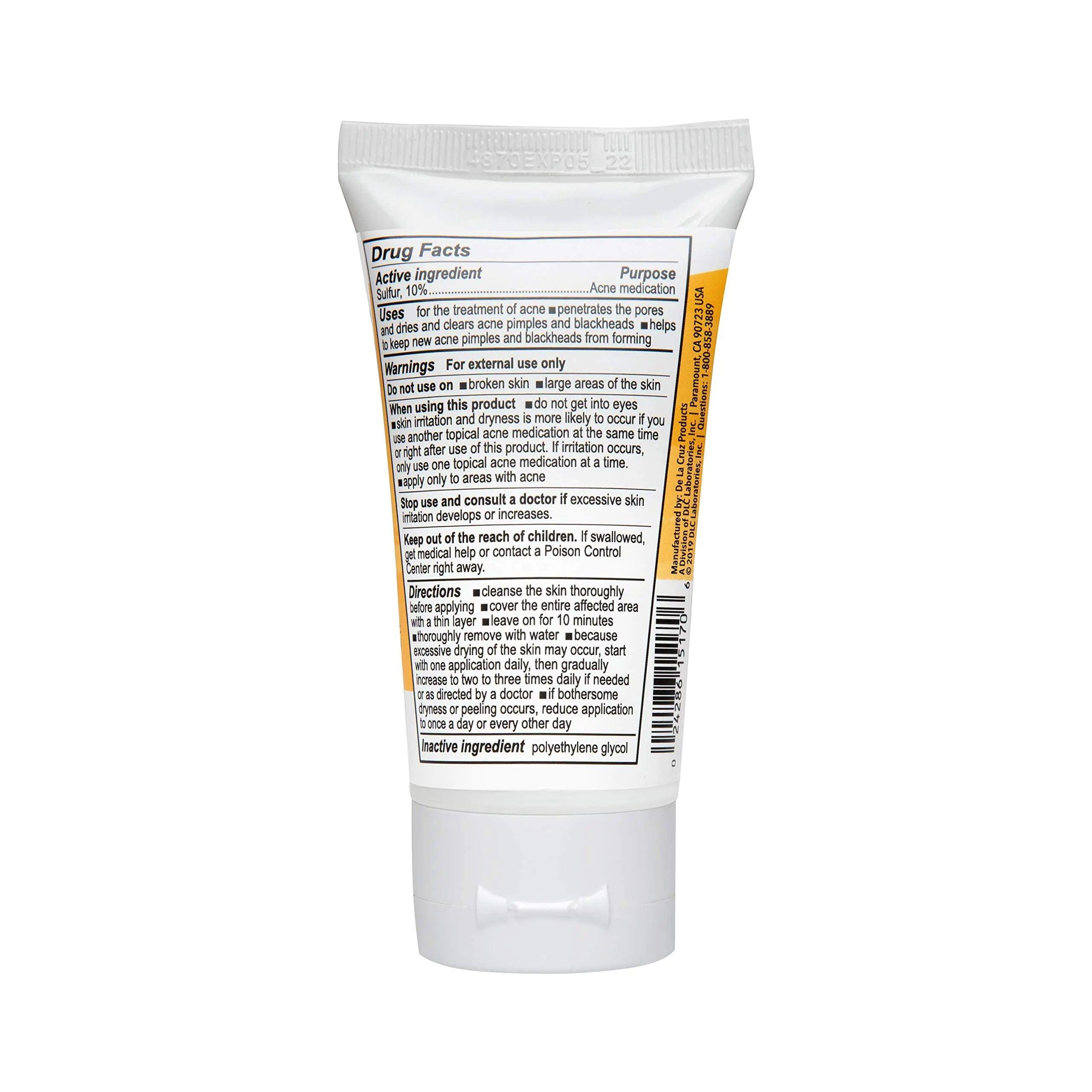 De La Cruz Sulfur Ointment - Cystic Acne Treatment for Face and Body - Daily 10 Min Spot Treatment Mask - Safe and Effective Game Changing Hormonal Acne Treatment that Clears Up Pimples - 2.6 OZ Tube - Evallys.com # #