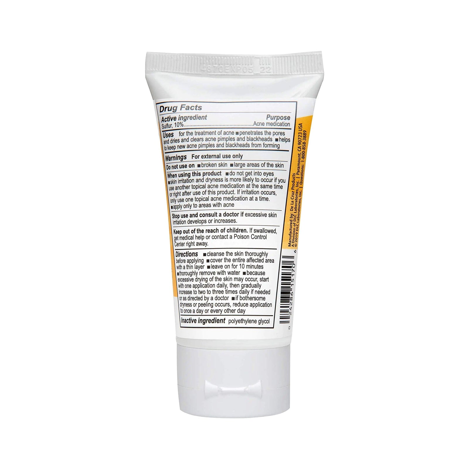 De La Cruz Sulfur Ointment - Cystic Acne Treatment for Face and Body - Daily 10 Min Spot Treatment Mask - Safe and Effective Game Changing Hormonal Acne Treatment that Clears Up Pimples - 2.6 OZ Tube - Evallys.com # #