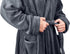 NY Threads Luxurious Men's Shawl Collar Fleece Bathrobe Spa Robe Large-X-Large Grey - Evallys.com