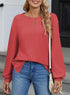 SHEWIN Women's Casual Long Sleeve Shirts Cute Crewneck Basic Loose Fit Tunic Tops X-Large Racing Red - Evallys.com # #