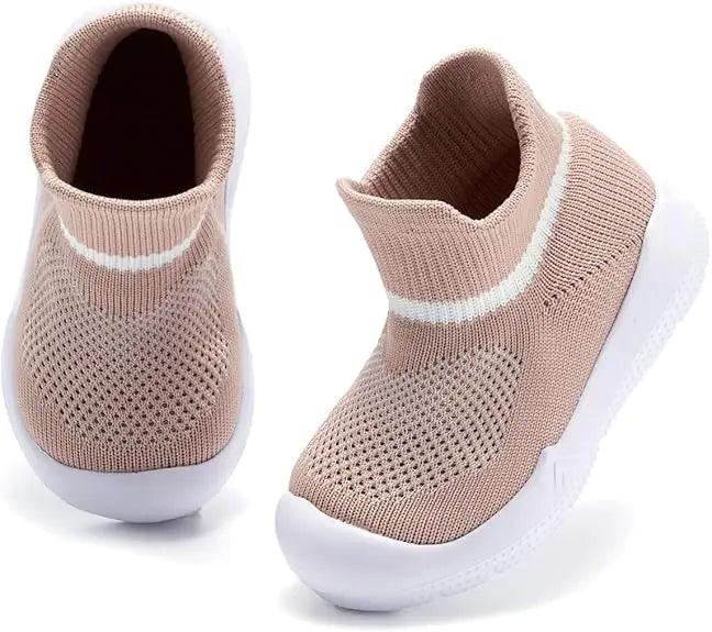 MORENDL Baby Sock Shoes Toddler Walking Shoes Infant Slippers Boys & Girls Non-Slip Sneakers 8 Toddler Beige - Evallys.com # #