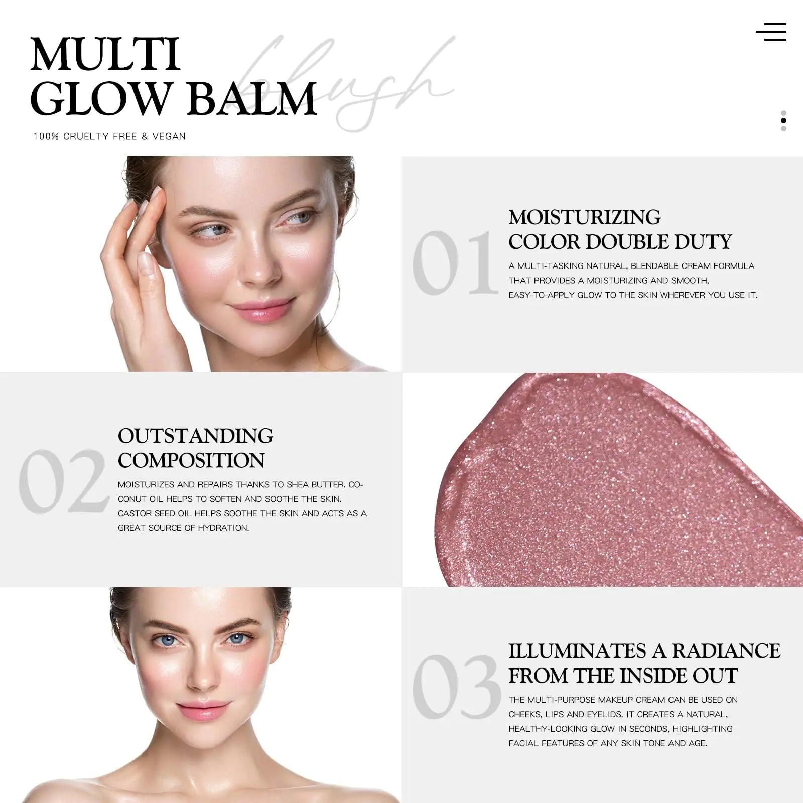 Multi Glow Balm, Cream Blush for Cheeks, Blush Balm Face Makeup, Radiant Finish, Hydrating, Creamy, Lightweight & Blendable Color, Vegan Face Balm, 0.63 Oz (Pink Camellia) Pink Camellia 0.63 Ounce (Pack of 1) - Evallys.com # #