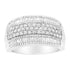 .925 Sterling Silver 1cttw Multi-Row Round and Baguette-Cut Diamond Modern Band Ring (I2-I3 Clarity, H-I Color) - Evallys.com # #