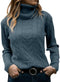 Langwyqu Womens' Turtleneck Long Sleeve Cable Knit Sweaters Small Navy - Evallys.com # #