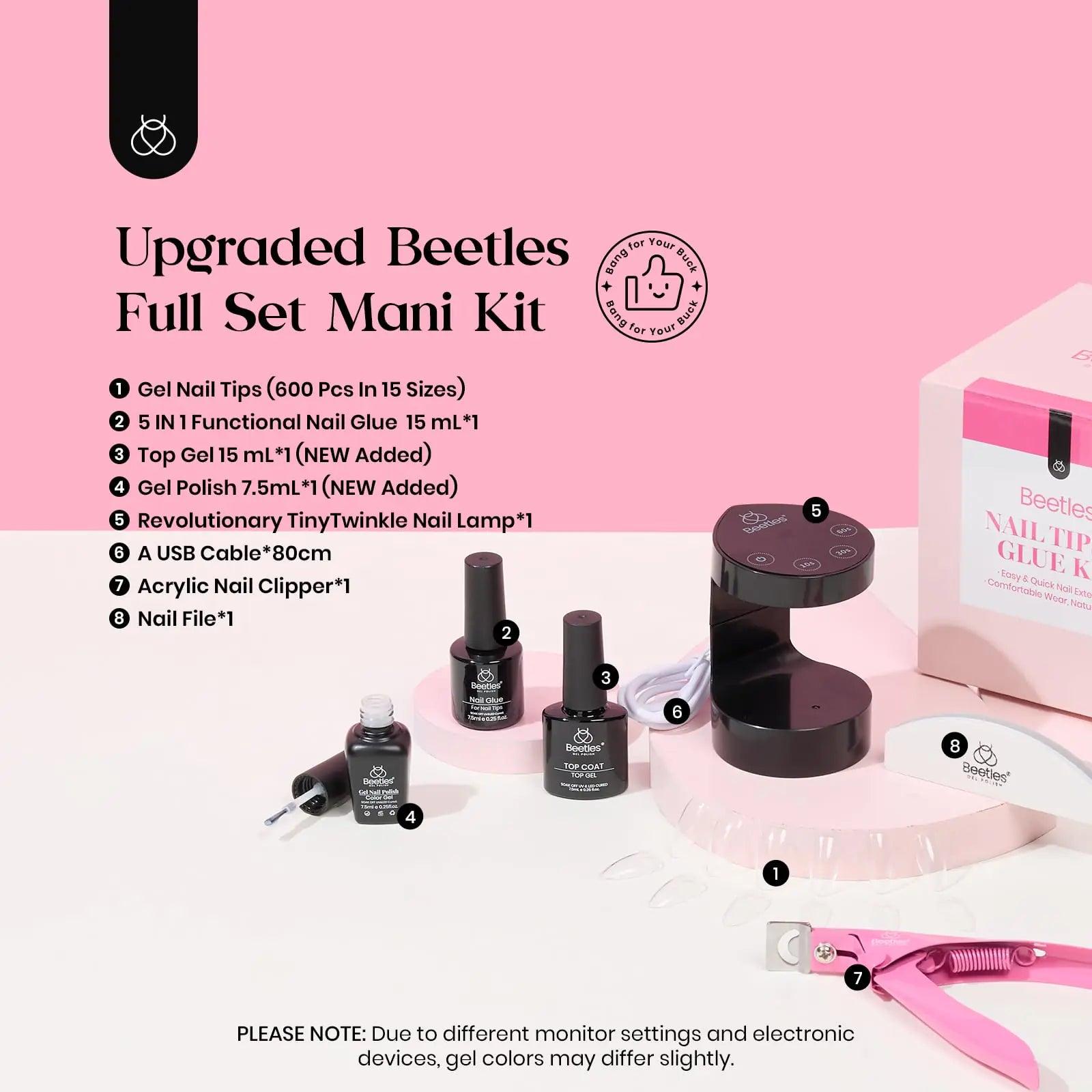 Beetles Gel Nail Kit 600Pcs Medium Almond Nail Tips with Milky White Gel Polish Top Coat, 15 Sizes Soft Clear Gel Nail Tips 5 In 1 Nail Glue Uv Nail Lamp for Nail Extension DIY Nail Salon Gift for Her B-Medium Almond 600pcs(Gel Polish & Top Coat） - Evallys.com # #