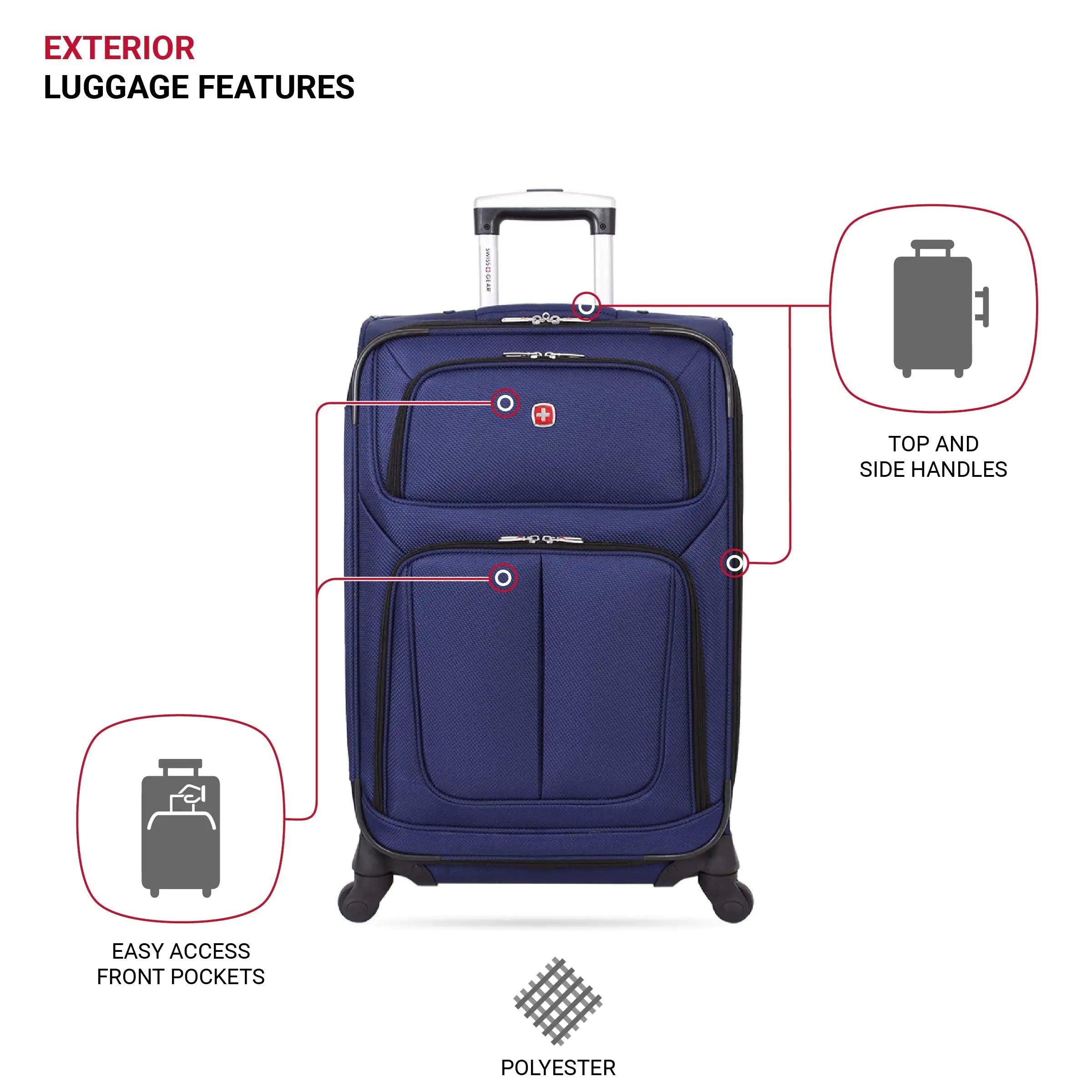 SwissGear Sion Softside Expandable Luggage, Blue, Checked-Medium 25-Inch - Evallys.com # #