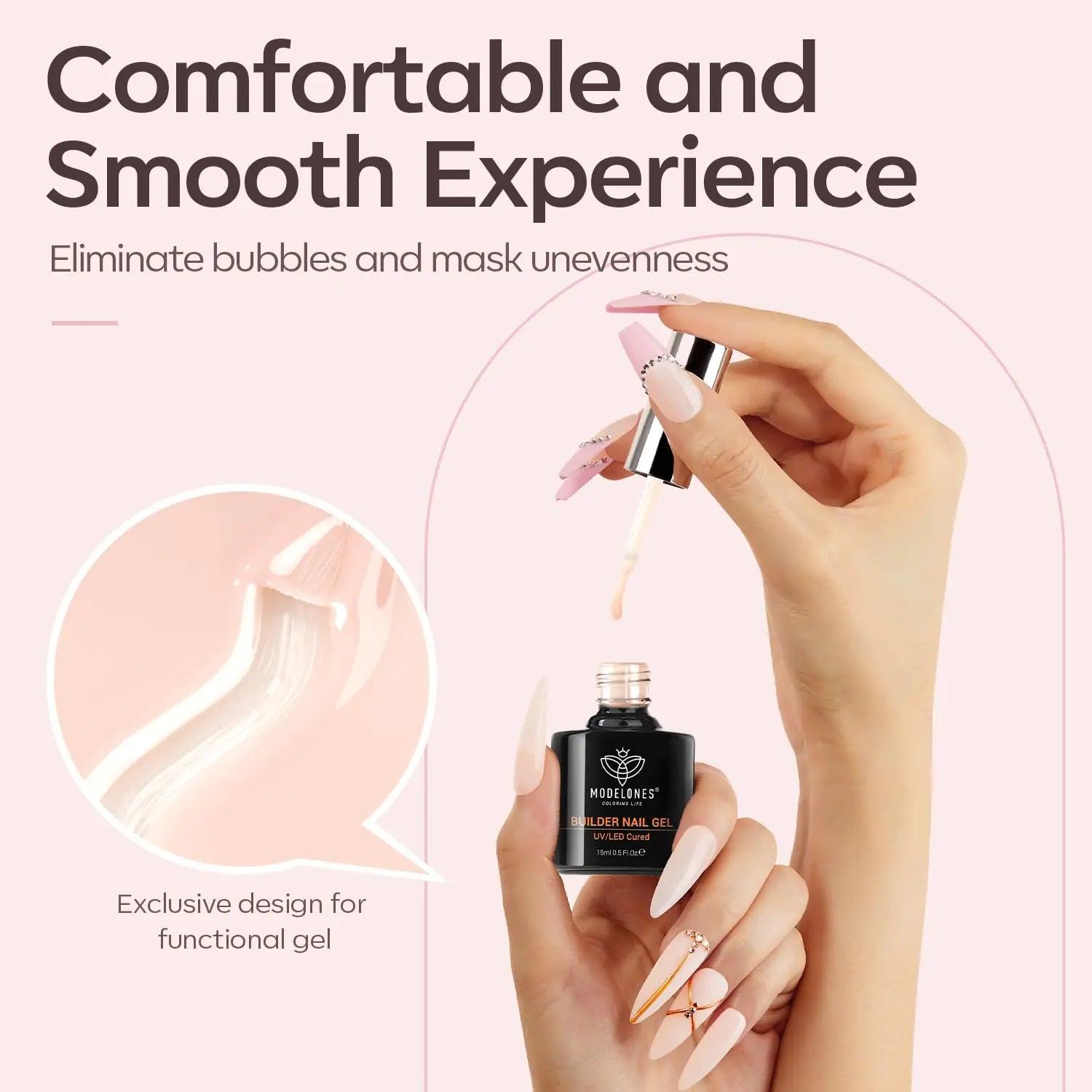 modelones Builder Nail Gel, 8-in-One Cover Nude Gel Builder, LED Nail Lamp Cured Hard Gel Builder for Nail Thickening Nail Strengthener Extension Gel Rubber Base Gel Polish Glue Gel in a Bottle A3-1Pcs 15ml Cover Nude Gel Builder - Evallys.com # #