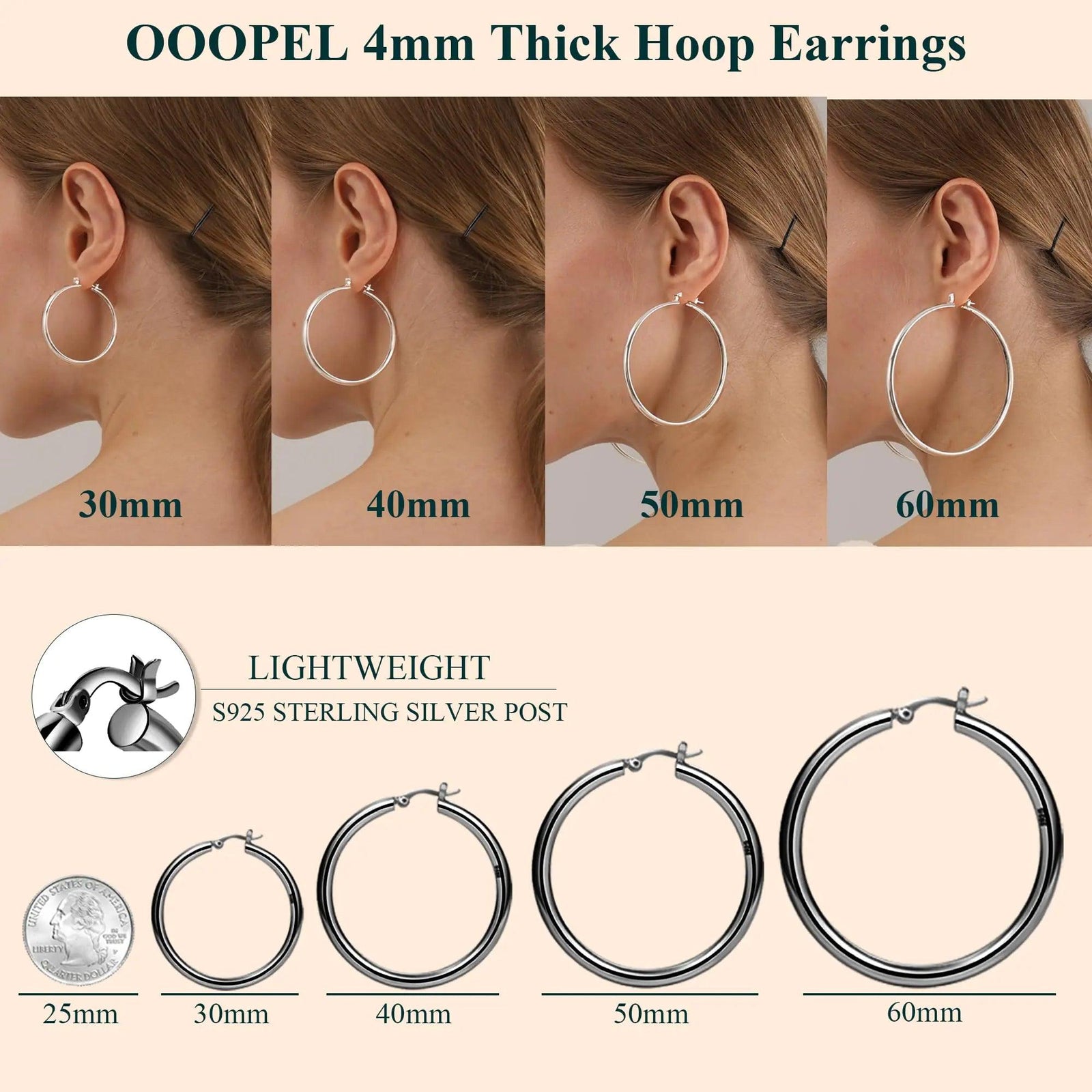 4mm Thick Gold Chunky Earrings Steling Silver Post Hoops Earrings For Women Hollow Tube Hoops Earrings Thick Gold Hoop Earrings Hypoallergenic Lightweight Gold Hoop Large Earrings 20/30/40/50/60MM black,4*50mm - Evallys.com # #