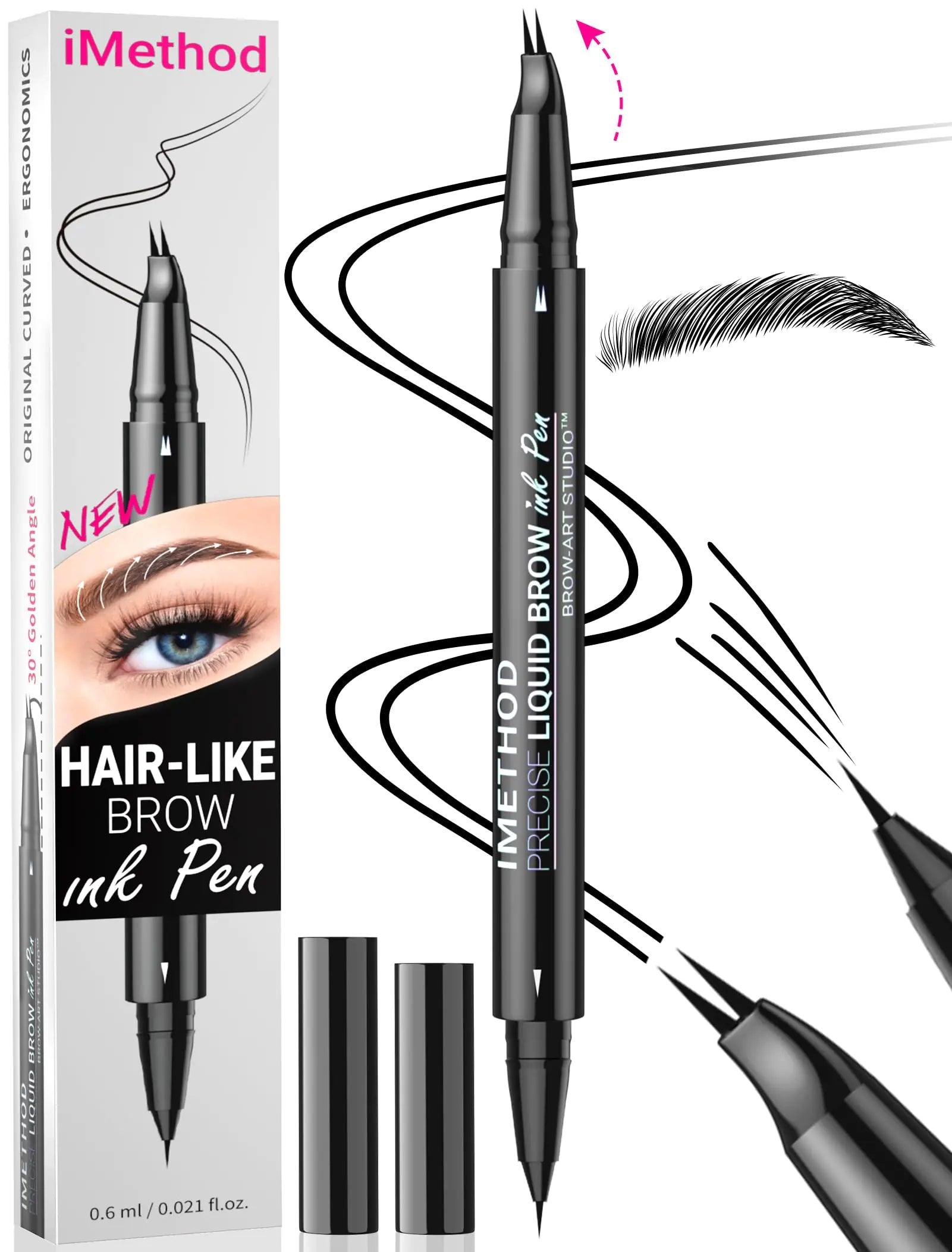 iMethod Curved Eyebrow Pen - Eyebrow Pencil, Brow Pencil 2-in-1 Dual-Ended Microblading Eyebrow Pen with Micro-Fork-Tip and Precise Brush-Tip Create Natural Hair-Like Brows, Last All-Day, Light Brown 01 Light Brown - Evallys.com # #