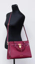 Michael Kors Hamilton Medium Mulberry Grained Leather Satchel Crossbody Handbag - Evallys.com # #