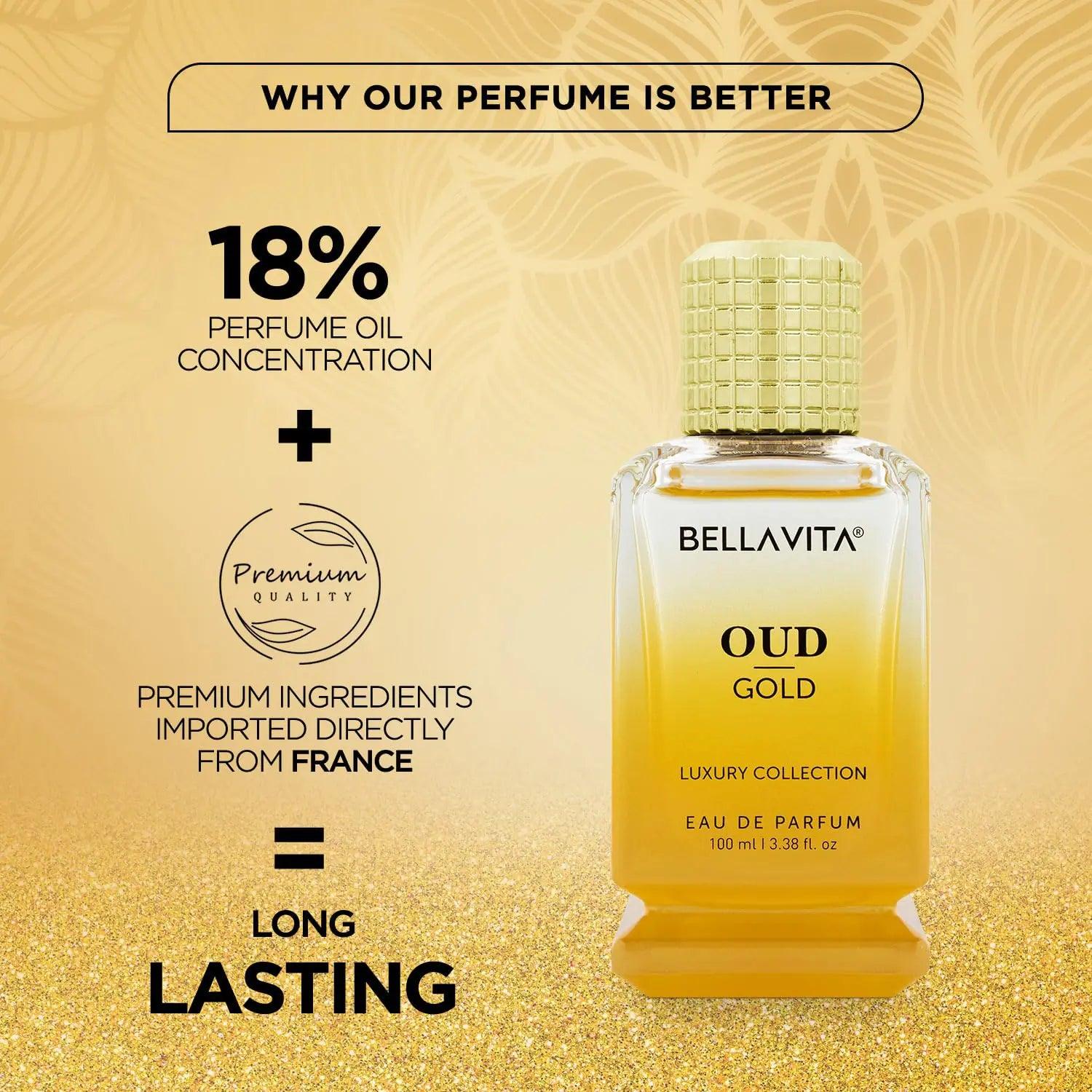 OUD GOLD Eau De Parfum (3.38 fl. oz.) | Intense Arabian Perfume for women & men | Notes : Caramel, Orris, Rose, Jasmine | Family: Woody, Gourmand, Floral, and Oud | Vegan & cruelty free OUD GOLD - Evallys.com # #