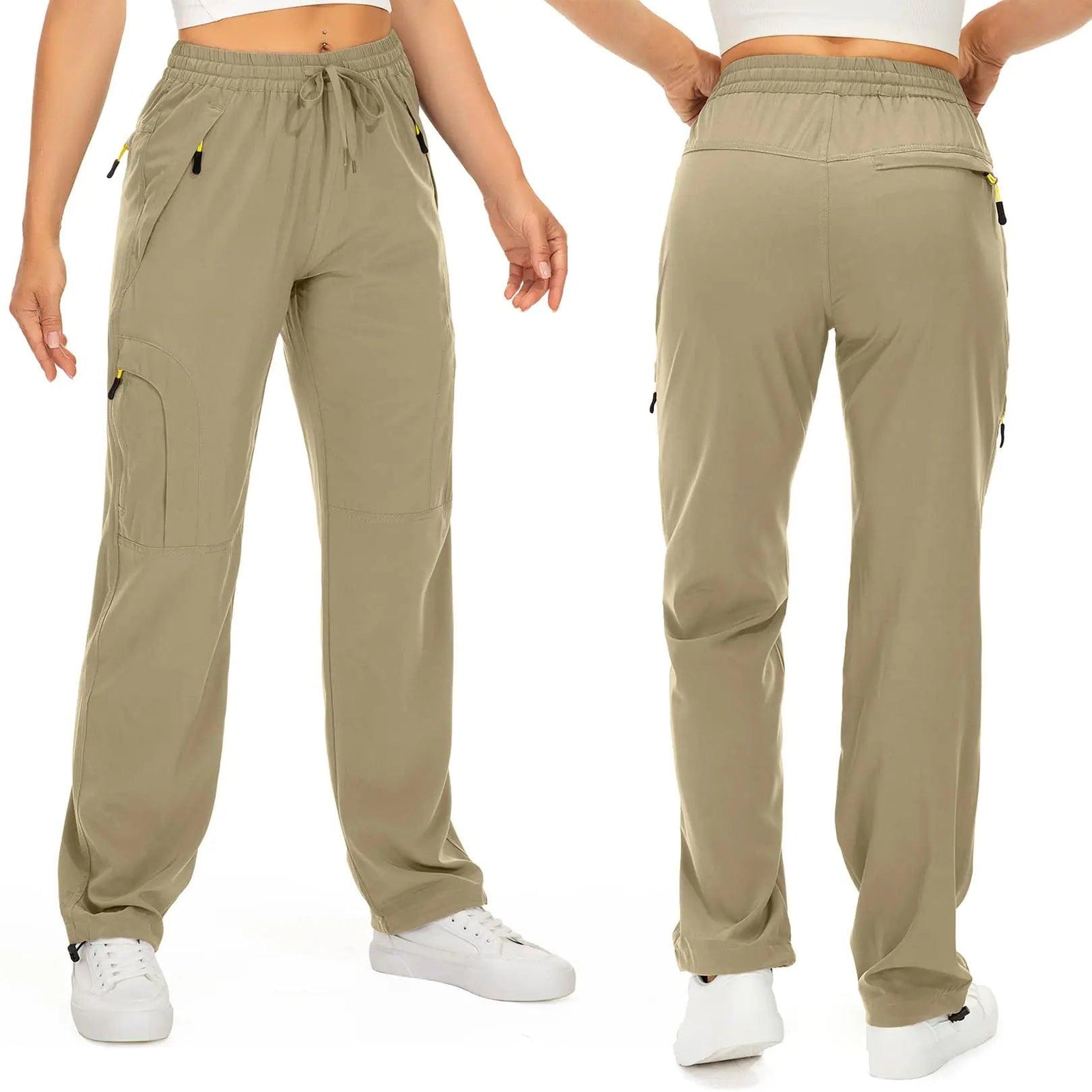 Womens Hiking Pants Quick Dry UPF 50 Travel Golf Pants lightweight Camping Work Cargo Pants Zipper Pockets Khaki Small - Evallys.com # #