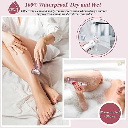 Electric Shaver for Women for Legs Bikini Trimmer Electric Razors for Women Underarm Public Hairs Rechargeable Womens Shaver Wet Dry Use Painless Cordless with Detachable Head (Pink) - Evallys.com