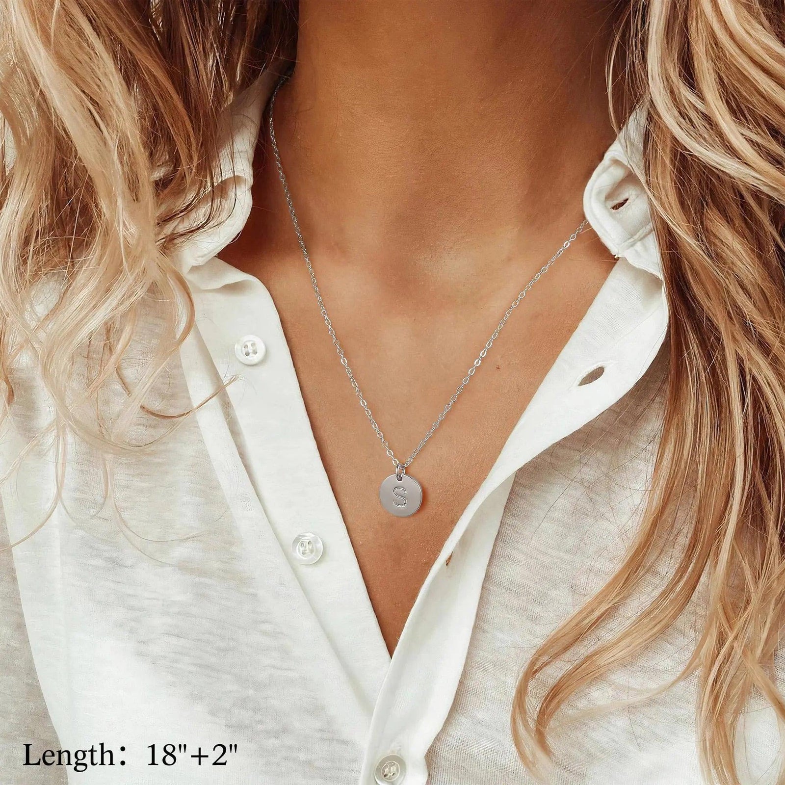 Gold Initial Layered Necklaces for Women, 14K Gold Plated Coin Letter Necklace Bar Stacking Necklace Layer Necklace Multi Bar Layering Y-Necklaces Jewelry for Women Silver P - Evallys.com # #