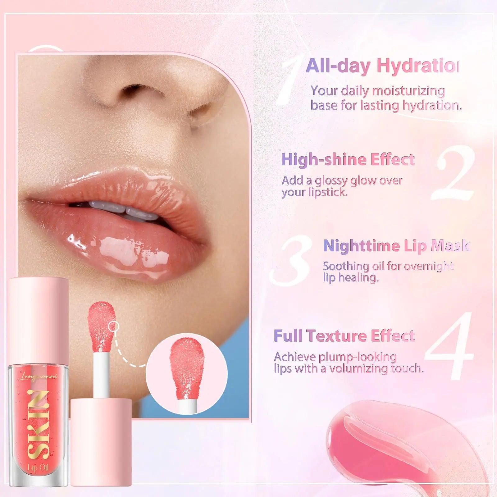 LANGMANNI Lip Oil,No-Sticky Gloss Lip Balm Lip Care,Fruit Flavoured Lip Oil For Dry Lip's Moisturizing Hydrating And Nourishing (Strawberry+Coco) (Strawberry+Coco) - Evallys.com # #