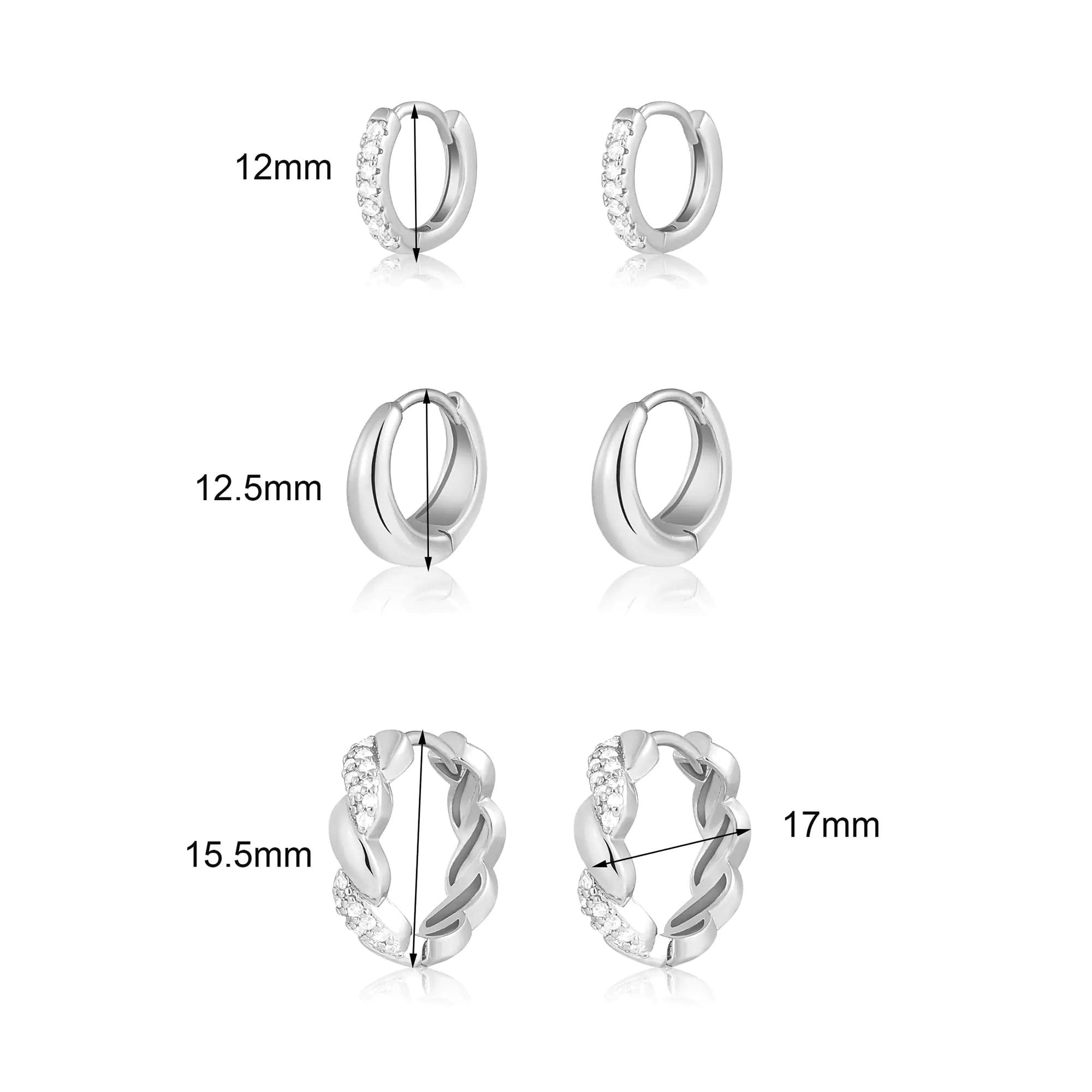 Gold Chunky Hoop Earrings Set for Women, 14K Gold Plated Twisted Huggie Hoop Earring Hypoallergenic, Thick Open Hoops Set Lightweight C-3 silver earrings - Evallys.com # #