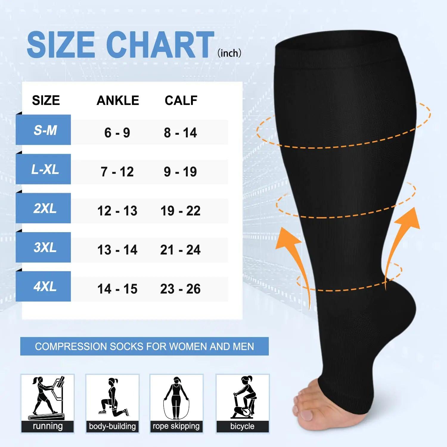 3 Pack Copper Compression Socks for Women & Men, 20-30mmHg Open Toe Knee High Stockings for Circulation Support A01-3 Pack Black Small-Medium - Evallys.com # #