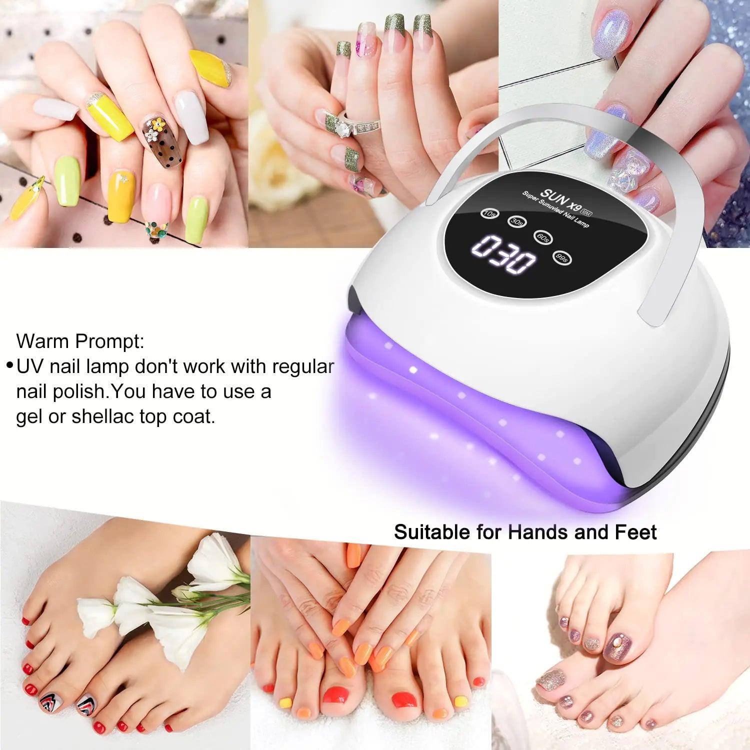 Wisdompark LED Nail Lamp 220W for Gel Nails Fast Curing Dryer with 57pcs Lamp Beads 4 Timers Professional UV Light for Home Salon Nail Art Tools White - Evallys.com # #