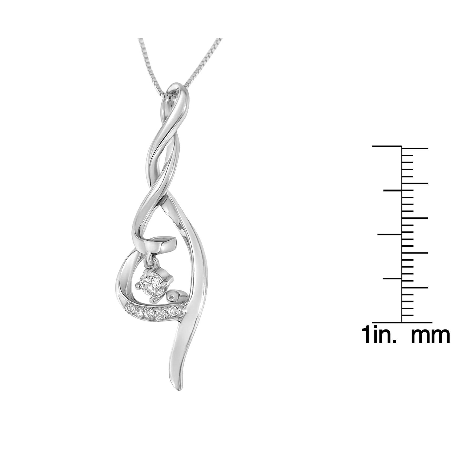 Espira 10K White Gold 1/10 cttw Diamond Swirl Pendant Necklace (I-J, I1-I2) - Evallys.com # #