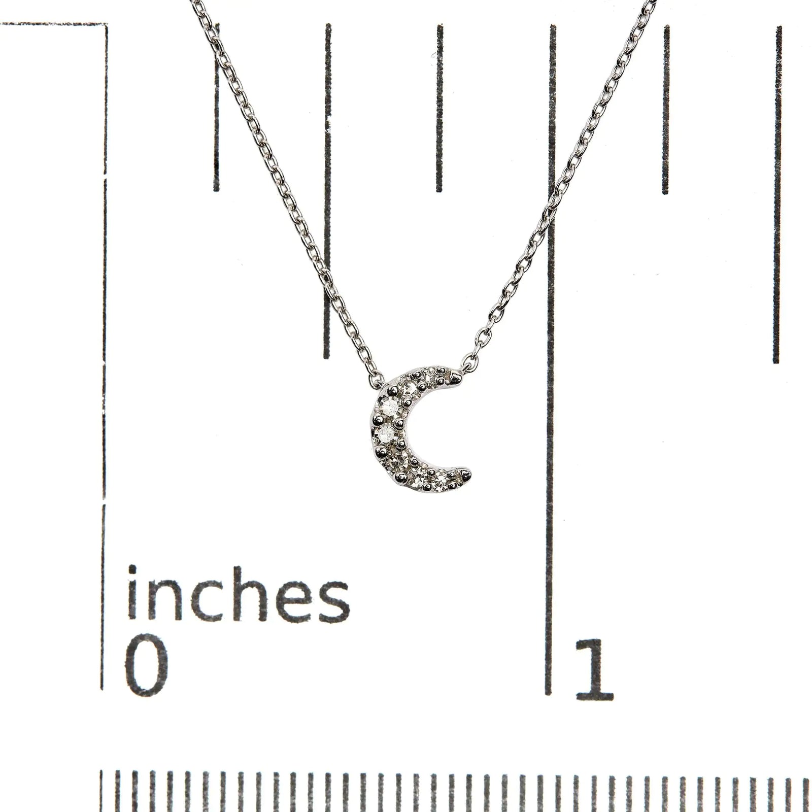 10K White Gold Diamond Accented Crescent Moon Shaped 18